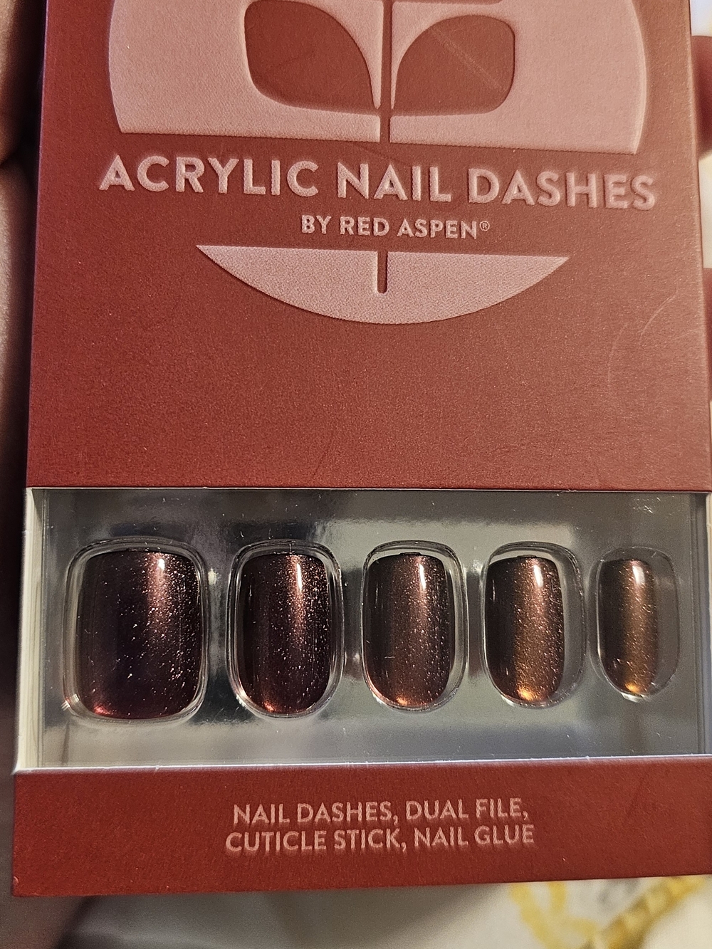 Red Aspen Burgundy Metallic Acrylic Press-On Nails